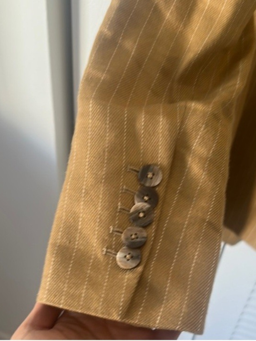 Veronica Beard Mustard-Tan Pinstripe Dickey Jacket Blazer - Picture 3 of 8